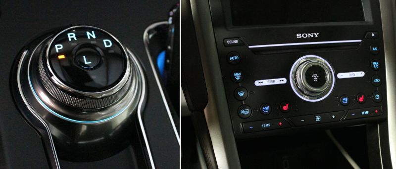 Interior close-ups: shift dial (left) and dashboard controls (right). Photo credits: Stef Schrader